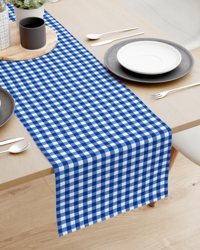 Běhoun na stůl Menorca - modré a bílé kostičky