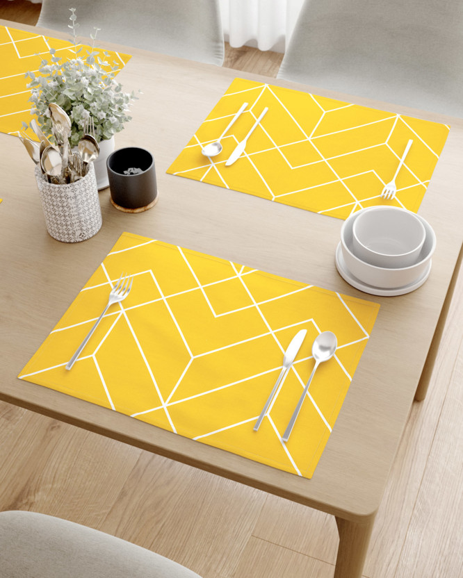 Prostírání na stůl 100% bavlněné plátno - mozaika na žlutém - sada 2ks