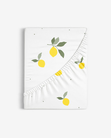 Bavlněné napínací prostěradlo - citrony