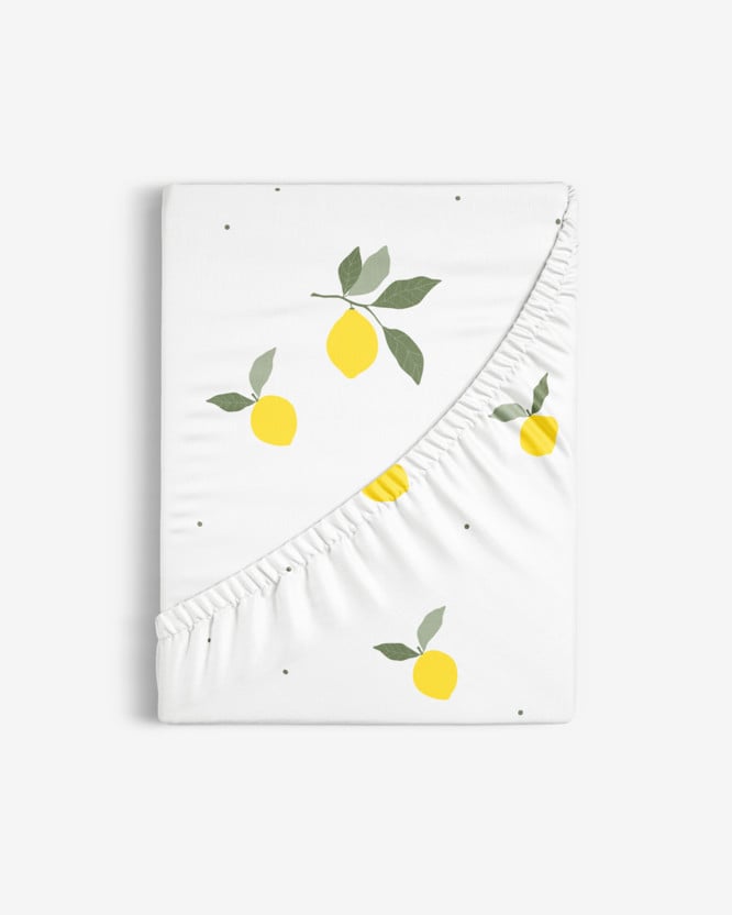 Bavlněné napínací prostěradlo - citrony