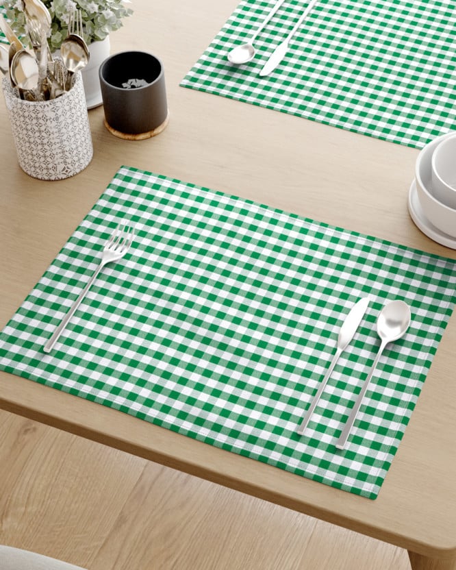 Prostírání na stůl 100% bavlněné plátno - zelené a bílé kostičky - sada 2ks