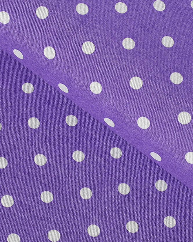 Dekorační látka Loneta - bílé puntíky na fialovém