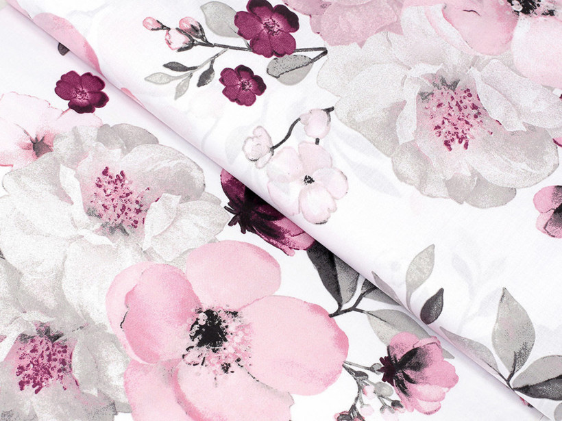 Bavlněné plátno - květy sakury