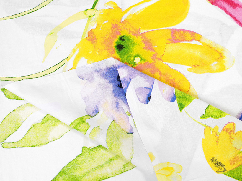 Bavlněné plátno - akvarelové květy