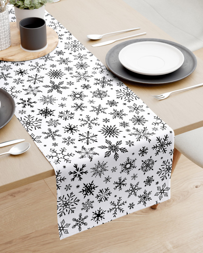 Vánoční běhoun na stůl 100% bavlněné plátno - sněhové vločky