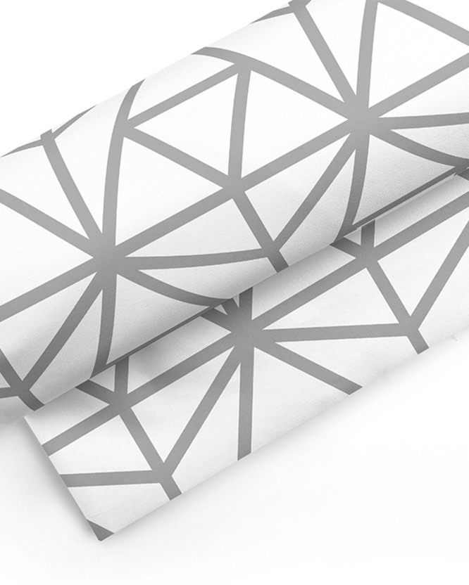 Bavlněné plátno - šedé geometrické tvary na bílém