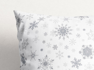 Exkluzivní vánoční bavlněný povlak na polštář - vzor stříbrné vločky na bílém