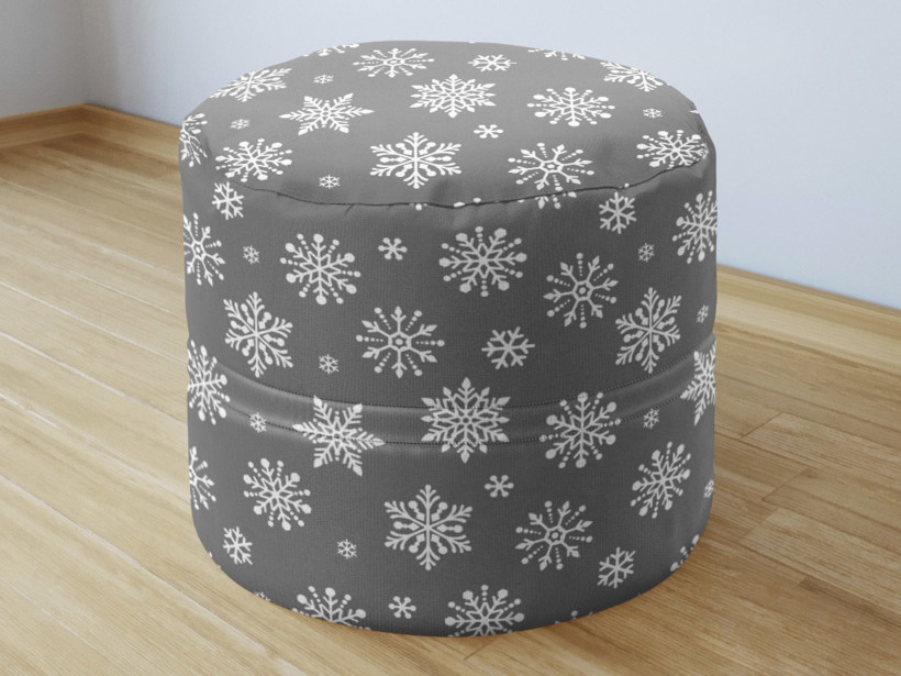 Vánoční bavlněný sedací bobek 50x40cm - vločky na šedém