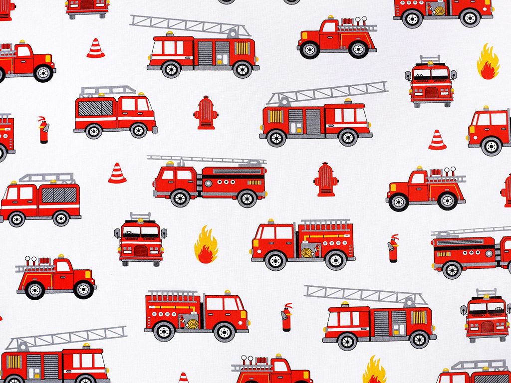 Bavlněné plátno - hasičská auta