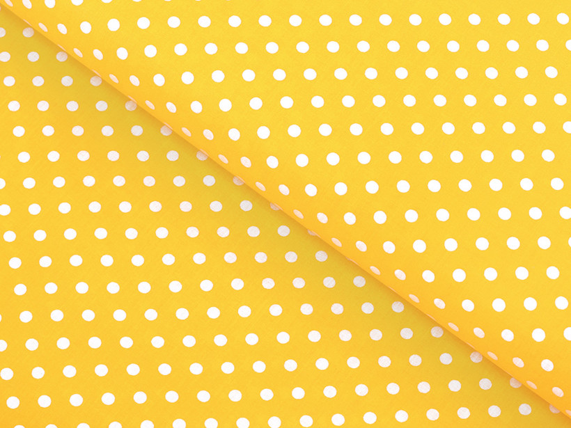 Bavlněné plátno - bílé puntíky na žlutém