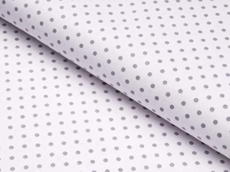 Bavlněné plátno - šedé puntíky na bílém