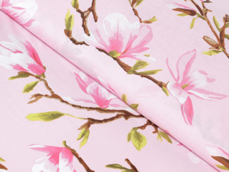 Bavlněné plátno Simona - růžové magnolie - metráž š. 220 cm