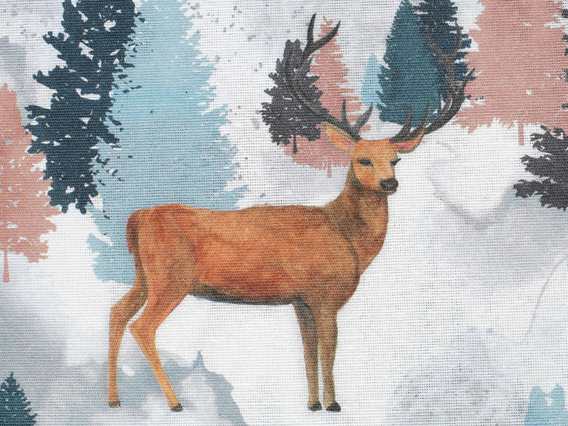 Dekorační látka Loneta - malovaní jeleni a srnky