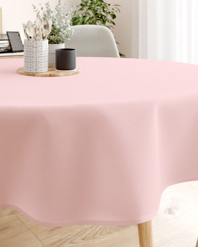 Kulatý ubrus 100% bavlněné plátno - pudrově růžový