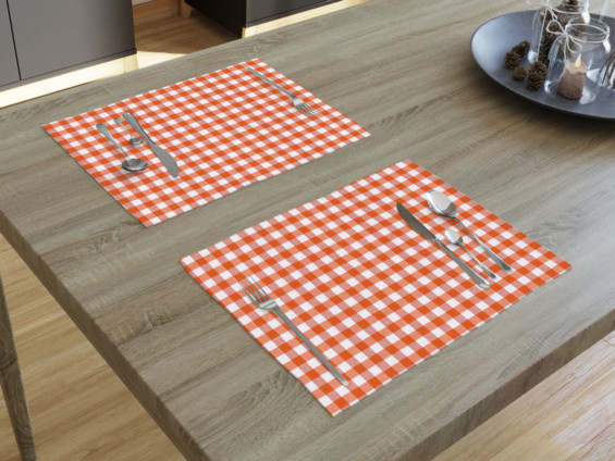 Prostírání na stůl MENORCA - vzor oranžové a bílé kostičky - sada 2ks