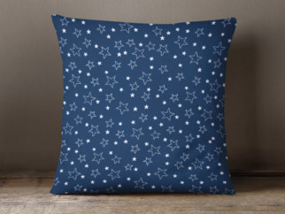 Bavlněný povlak na polštář - vzor bílé hvězdičky na modrém