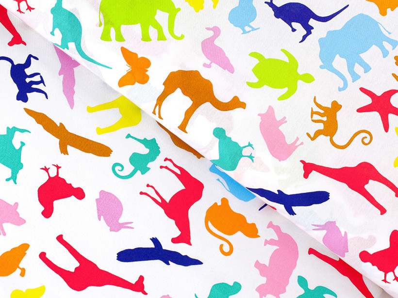 Bavlněné plátno - barevná zvířata ze zoo
