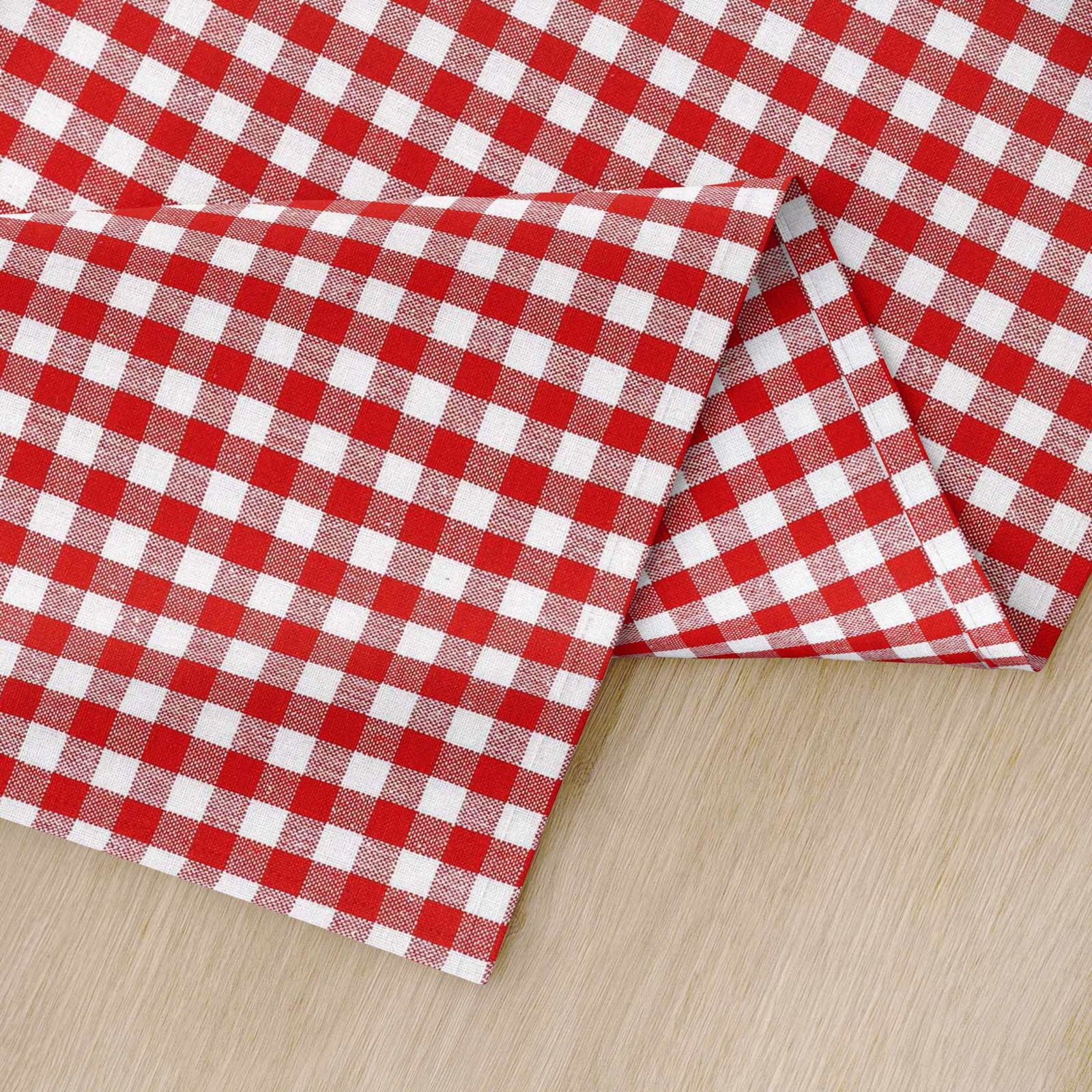 Běhoun na stůl 100% bavlna - malé červeno-bílé kostičky