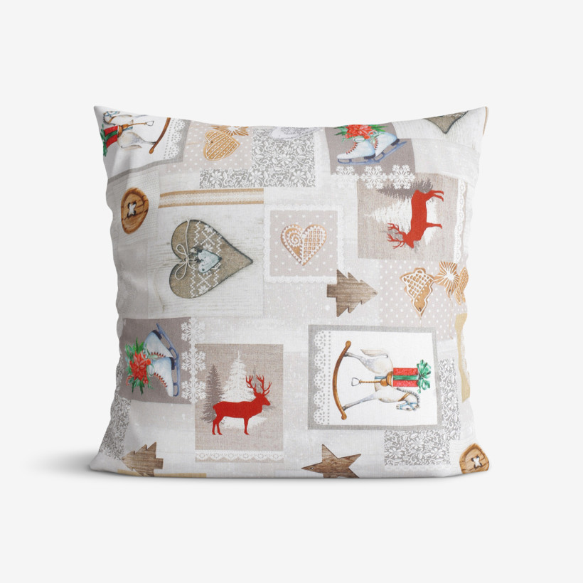 Vánoční povlak na polštář Loneta - vánoční patchwork