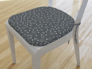 Bavlněný oblý podsedák 39x37 cm - vzor bílé hvězdičky na šedém