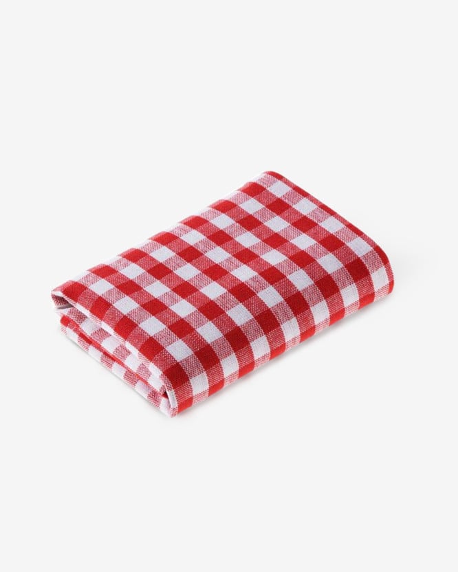 Kuchyňská bavlněná utěrka - malé červeno-bílé kostičky