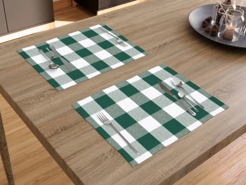 Prostírání na stůl 100% bavlna - velké zeleno-bílé kostky - sada 2ks
