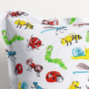 Dětský bavlněný povlak na polštář s ozdobným lemem - berušky se zvířátky