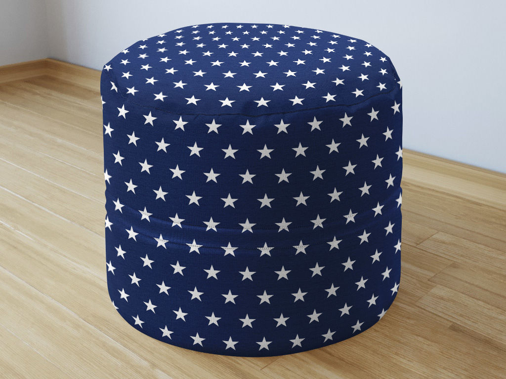 Bavlněný sedací bobek 50x40cm - bílé hvězdičky na tmavě modrém