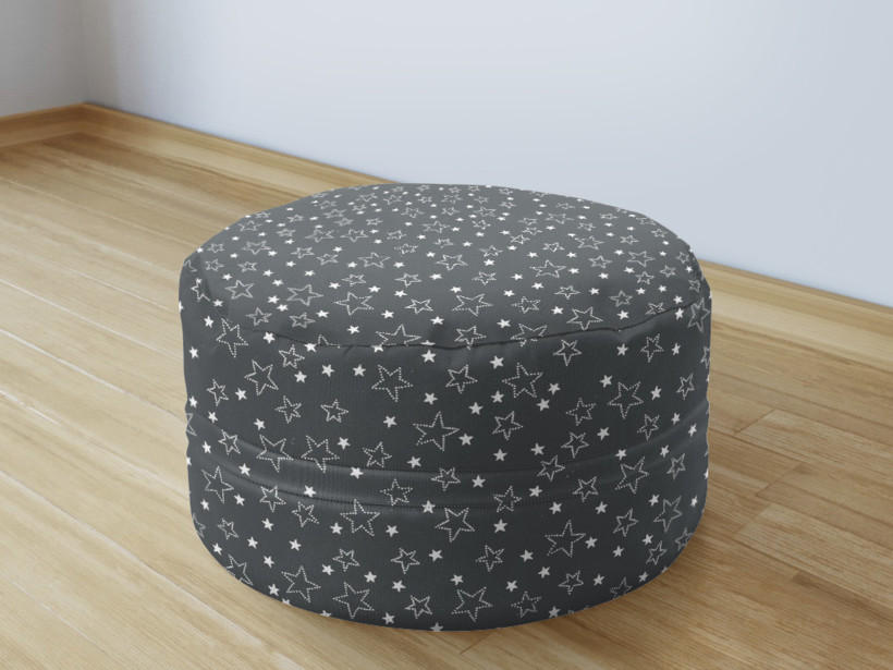 Bavlněný sedací bobek 50x20cm - bílé hvězdičky na šedém