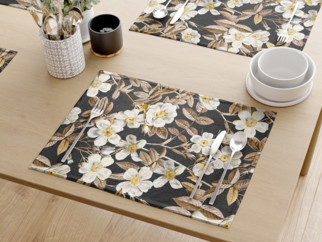 Dekorační prostírání na stůl LONETA - květy na černém - sada 2ks