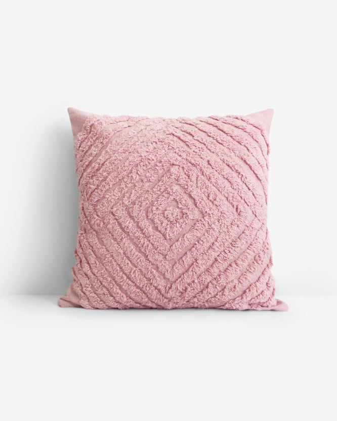 Dekorační polštář Boho 45x45 cm - růžové geometrické tvary