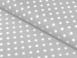 Bavlněné plátno SIMONA - vzor 887 bílé puntíky na světle šedém - metráž š. 140cm