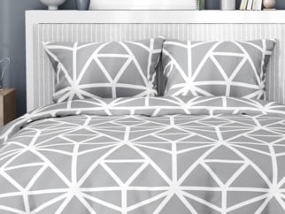 Bavlněné ložní povlečení - vzor 274 bílé geometrické tvary na šedém