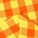 Bavlněná látka KANAFAS - vzor 043 velké oranžovo-žluté kostky - metráž š. 150cm
