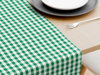 Bavlněný běhoun na stůl - vzor zelené a bílé kostičky