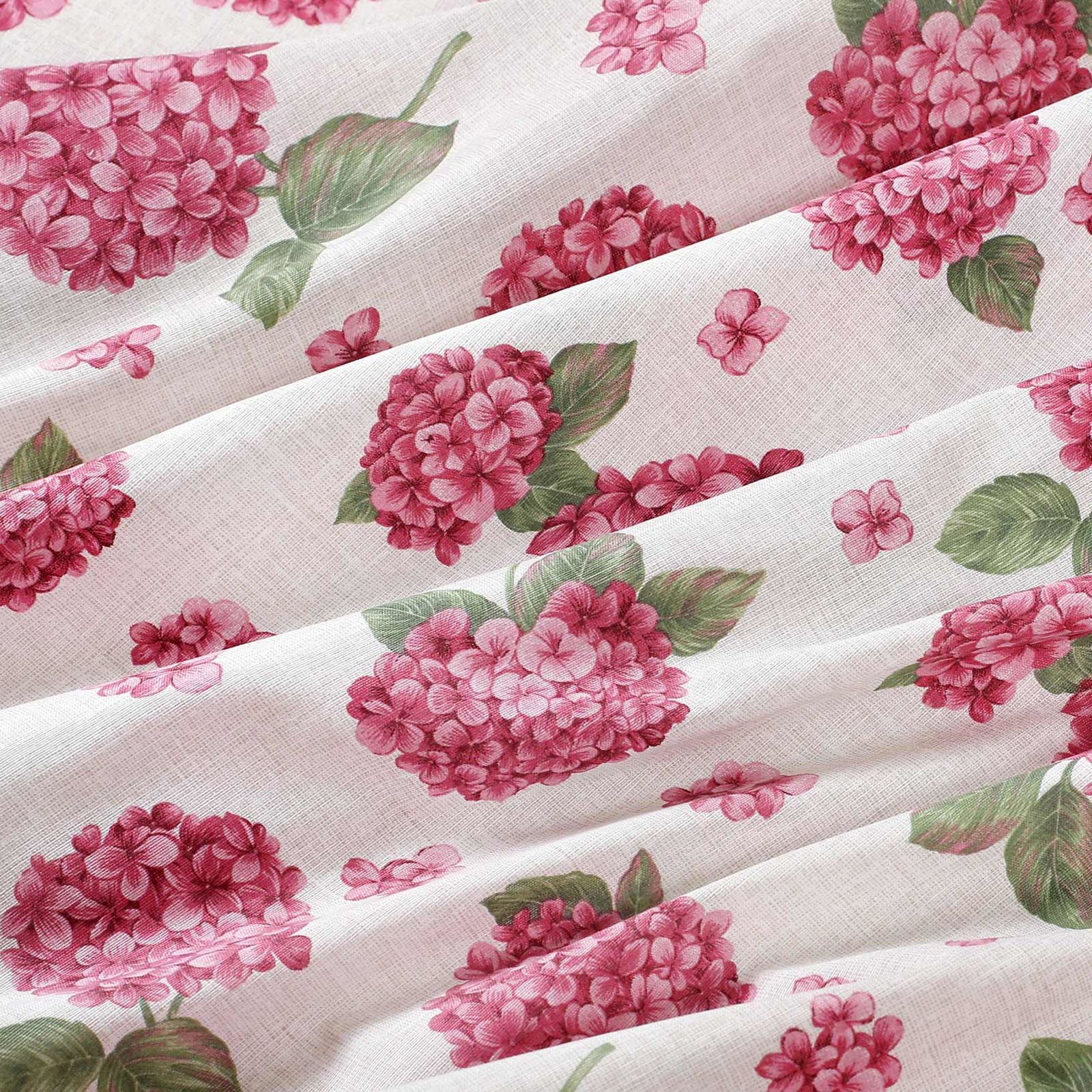 Kulatý ubrus Loneta - růžové květy hortenzie