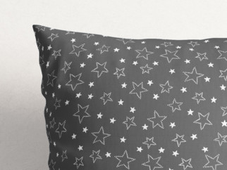 Vánoční bavlněný povlak na polštář - vzor bílé hvězdičky na šedém