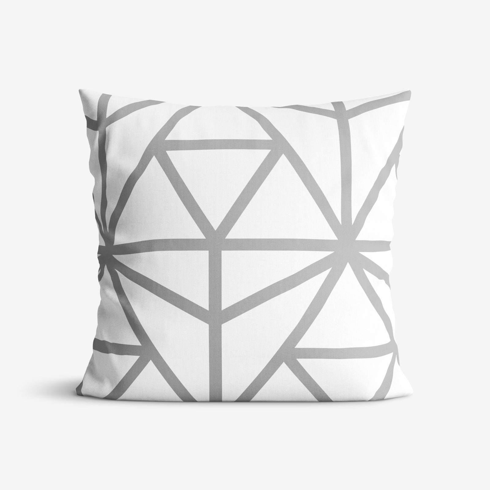 Bavlněný povlak na polštář - šedé geometrické tvary na bílém