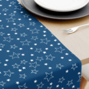 Běhoun na stůl 100% bavlněné plátno - bílé hvězdičky na modrém
