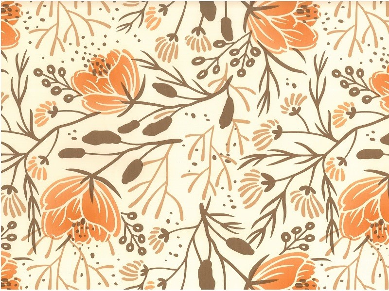PVC ubrusovina - oranžové květy