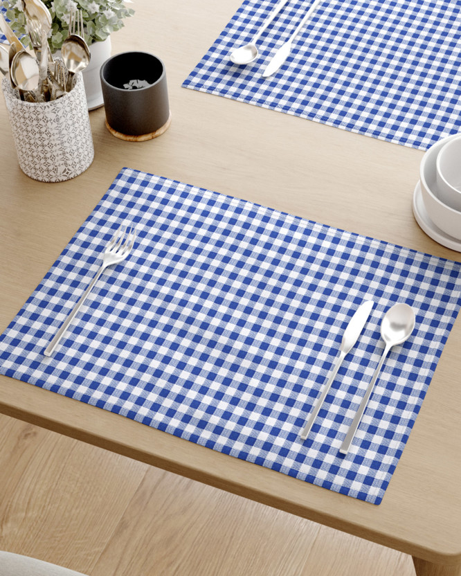 Prostírání na stůl 100% bavlněné plátno - modré a bílé kostičky - sada 2ks