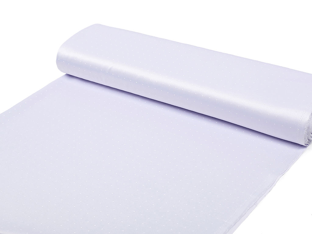 Teflonová látka na ubrusy - bílá s fialovým nádechem s lesklými čtverečky
