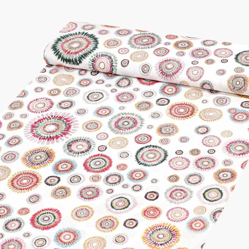 Bavlněné plátno - batikované kruhy