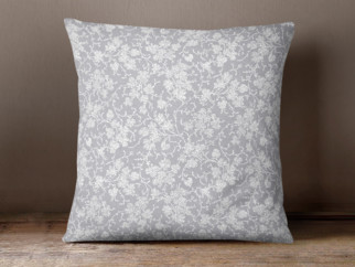 Bavlněný povlak na polštář - vzor popínavé květy na světle šedém
