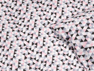 Dětské bavlněné povlečení - vzor 972 růžové a šedé trojúhelníky