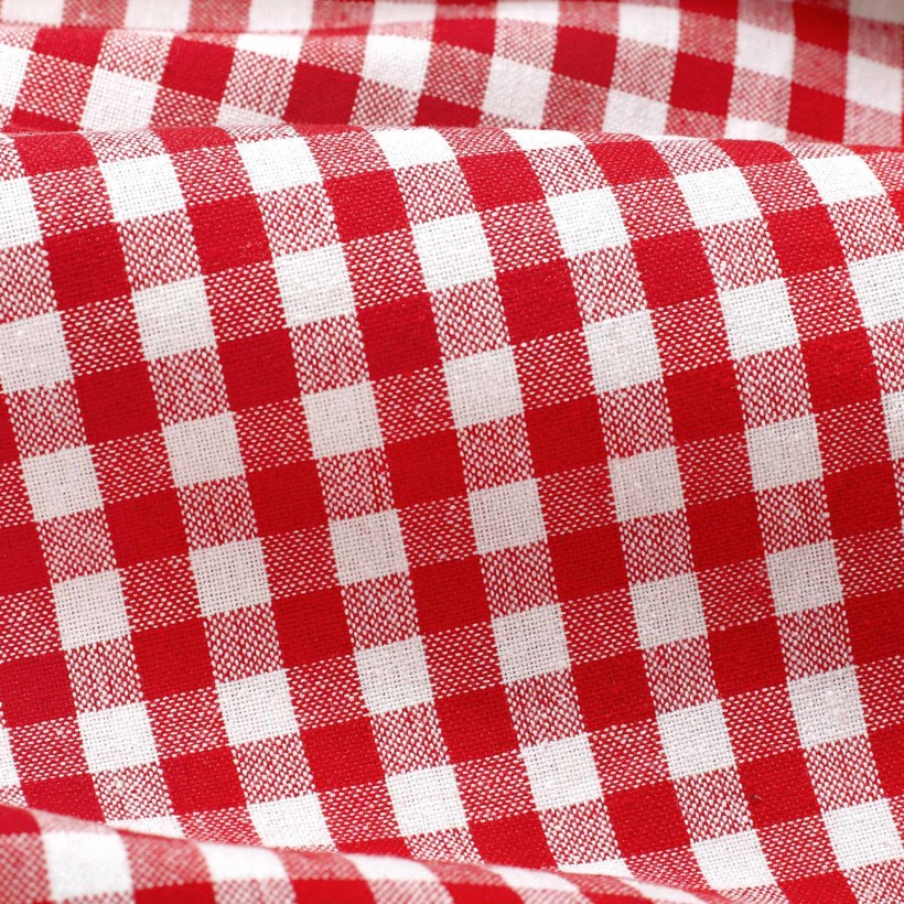 Kuchyňská bavlněná utěrka - malé červeno-bílé kostičky
