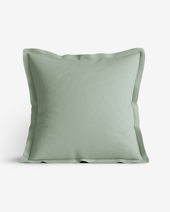 Bavlněný povlak na polštář s ozdobným lemem - šalvějově zelený