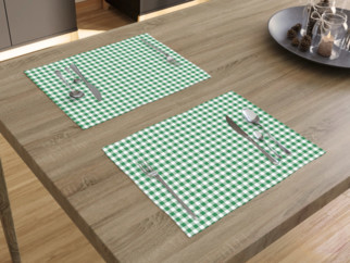 Bavlněné prostírání na stůl - vzor zelené a bílé kostičky - sada 2ks
