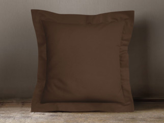 Bavlněný povlak na polštář s ozdobným lemem - tmavě hnědý