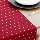 Běhoun na stůl Loneta - bílá srdíčka na červeném